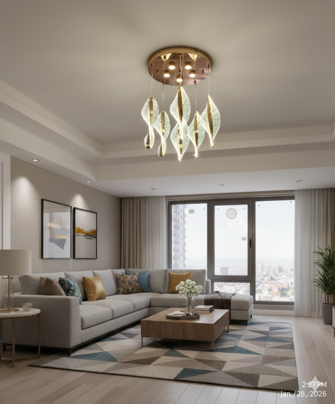 MODERN 5'Lİ SARKIT KRİSTAL LED AVİZE 