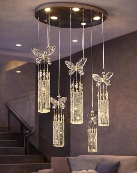 MODERN 4'LÜ  KELEBEK TAŞLI LED AVİZE 