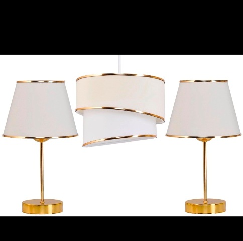 EVLİGHT SARKIT AVİZE ABAJUR 3 LÜ SET, KREM (EL4-464)