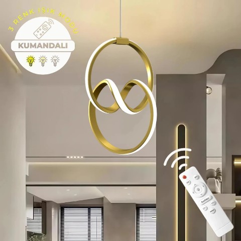 Tokyo Eskitme Kumandalı 3 Renk Ledli Dimmerli Modern Ledli Avize
