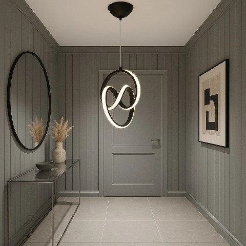 Trend Siyah Modern Power Beyaz Ledli Avize