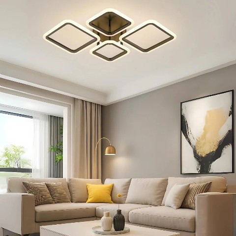 MS73005 2 alana 2 hediye Modern 3 Renk Ledli Plafonyer Siyah Lüks Modern 4'Lü Ledli Avize