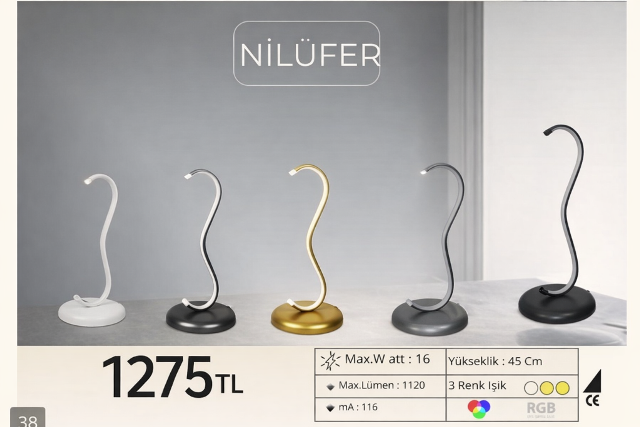 Nilüfer RGB LED Masa Lambası – 3 Renk Dokunmatik